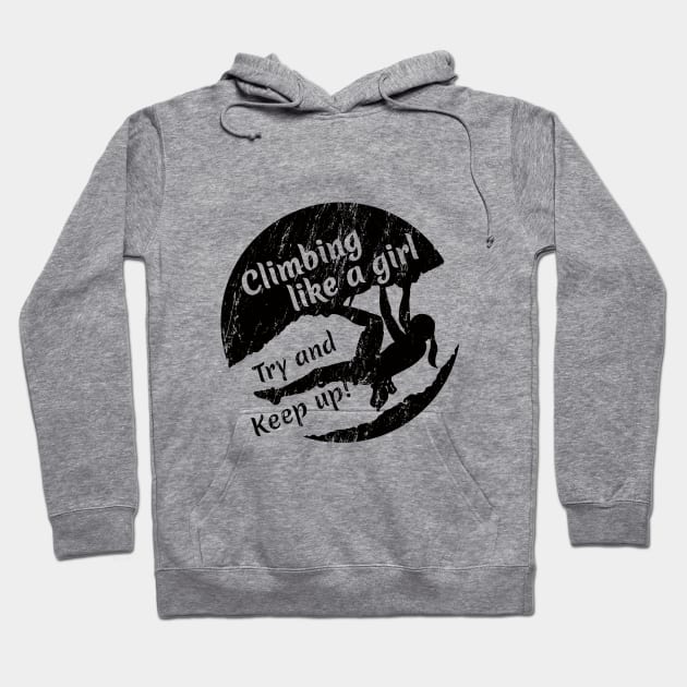 Climbing like a Girl - Black Logo Hoodie by Mopholo